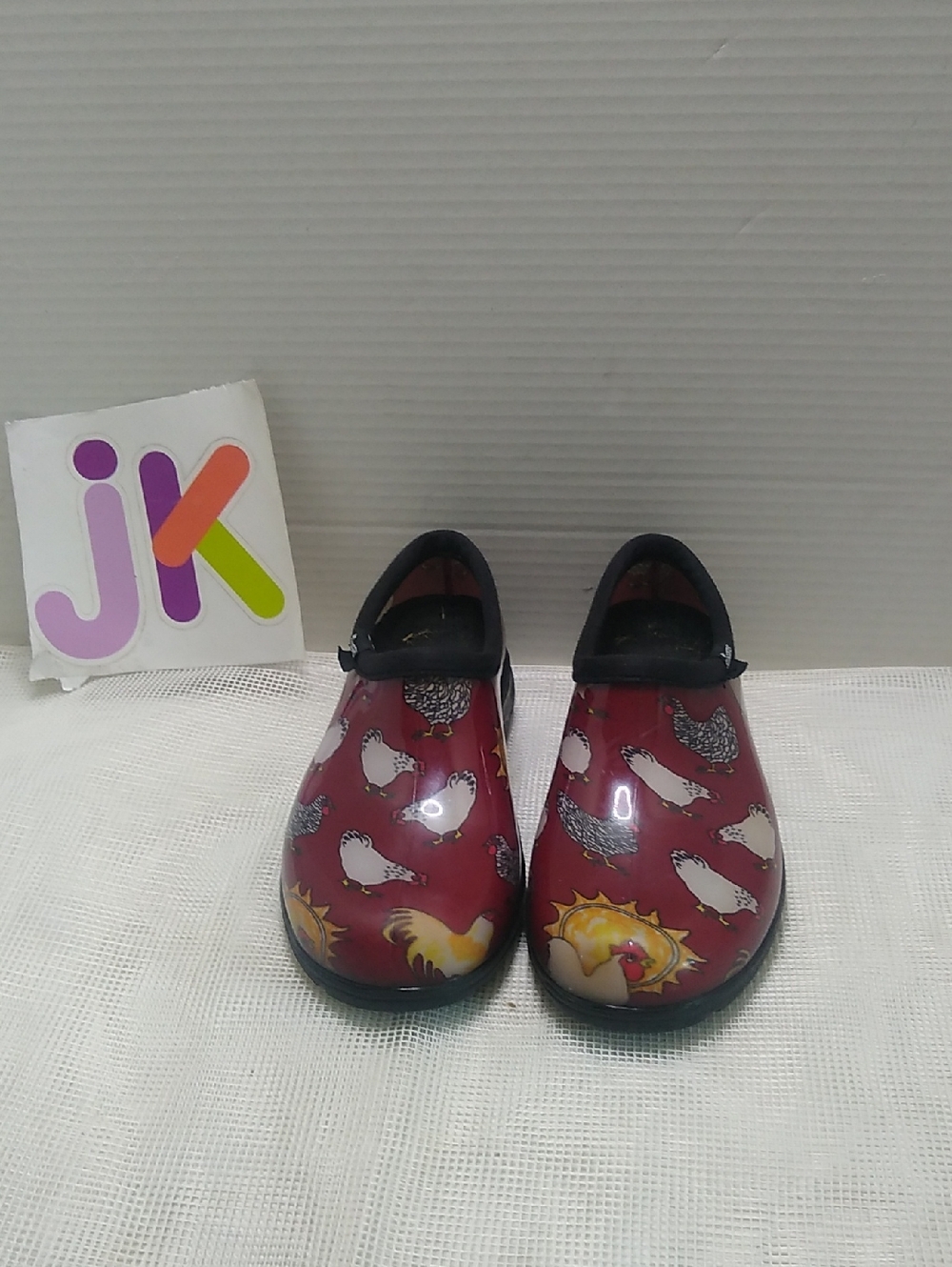 Sloggers Kids Chicken-Print Waterproof Clogs - Red with Black Trim